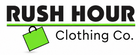 Logo of Rush Hour Clothing Co. with a green shopping bag icon on a white background